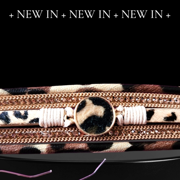 Leopard Print BUNDLE Bracelet W/Magnetic Closure & Leopard 🖤 Earrings 🐆 NWT - Picture 5 of 6
